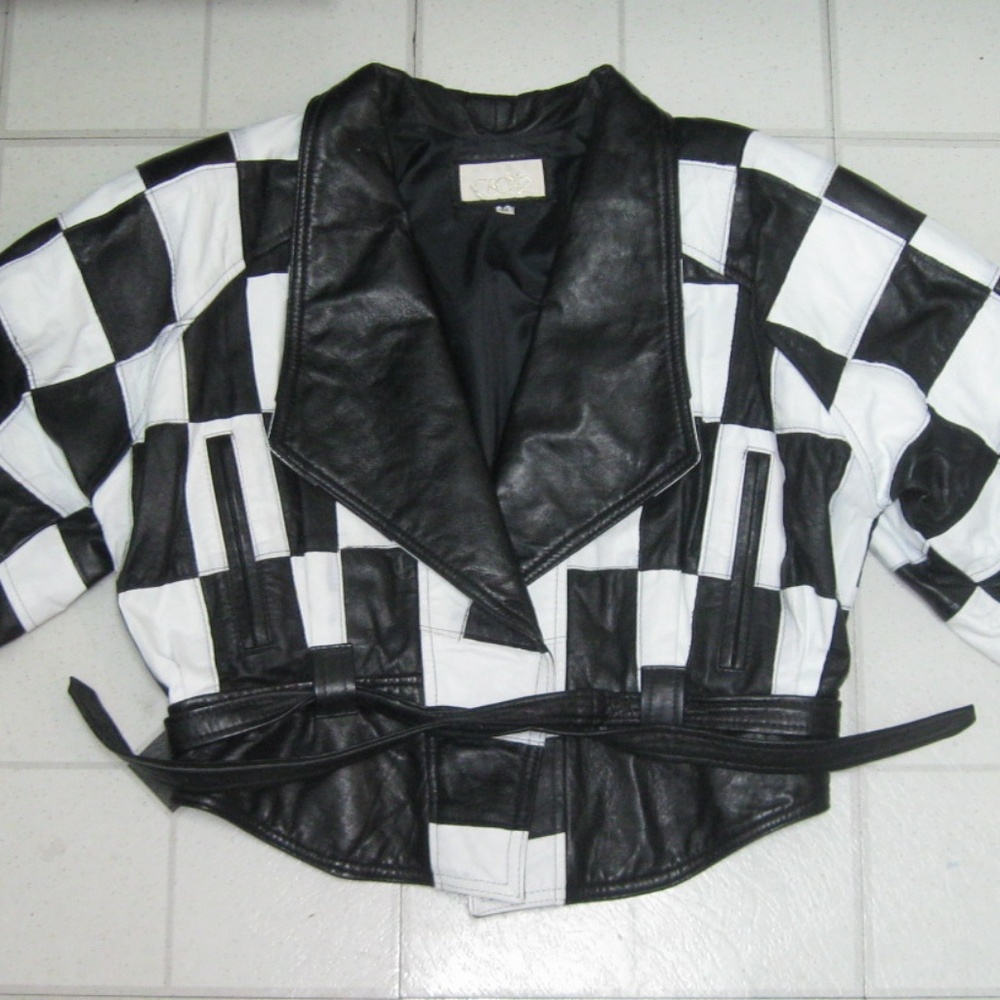 Cache Black & white checkered jacket